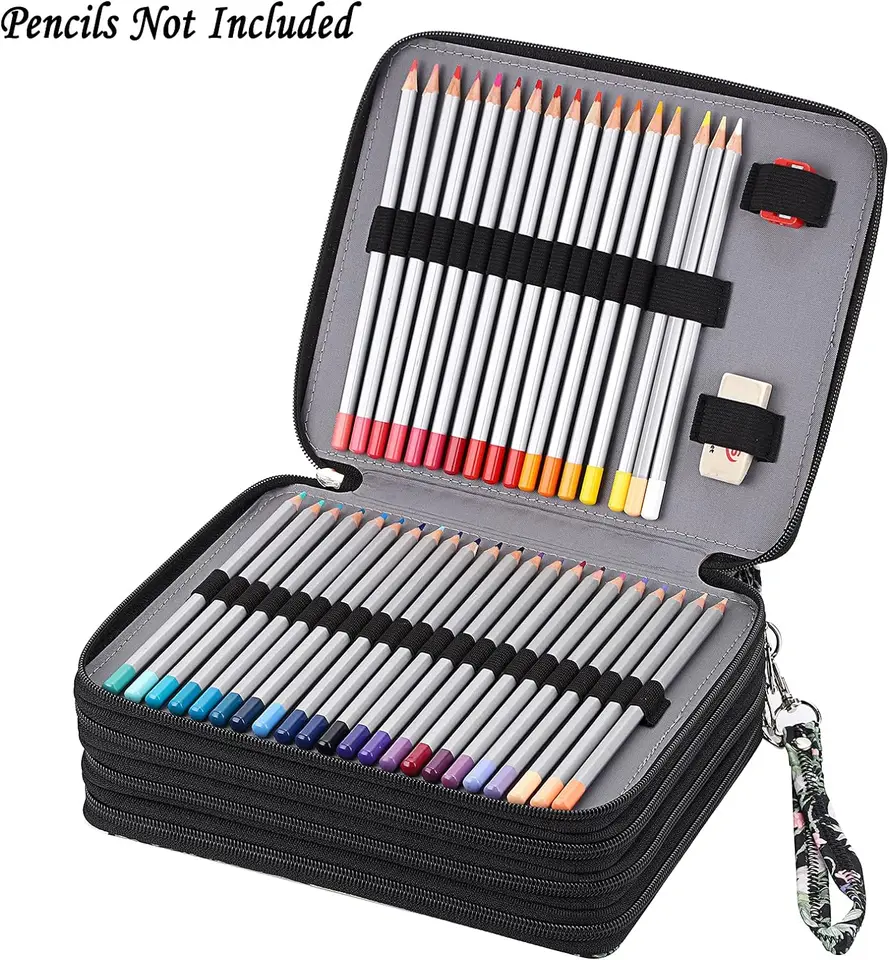 Povxlum Astuccio Organizzatore Per Matite Colorate – 255 Slot, Grande Capacità, Con Maniglia, Giallo