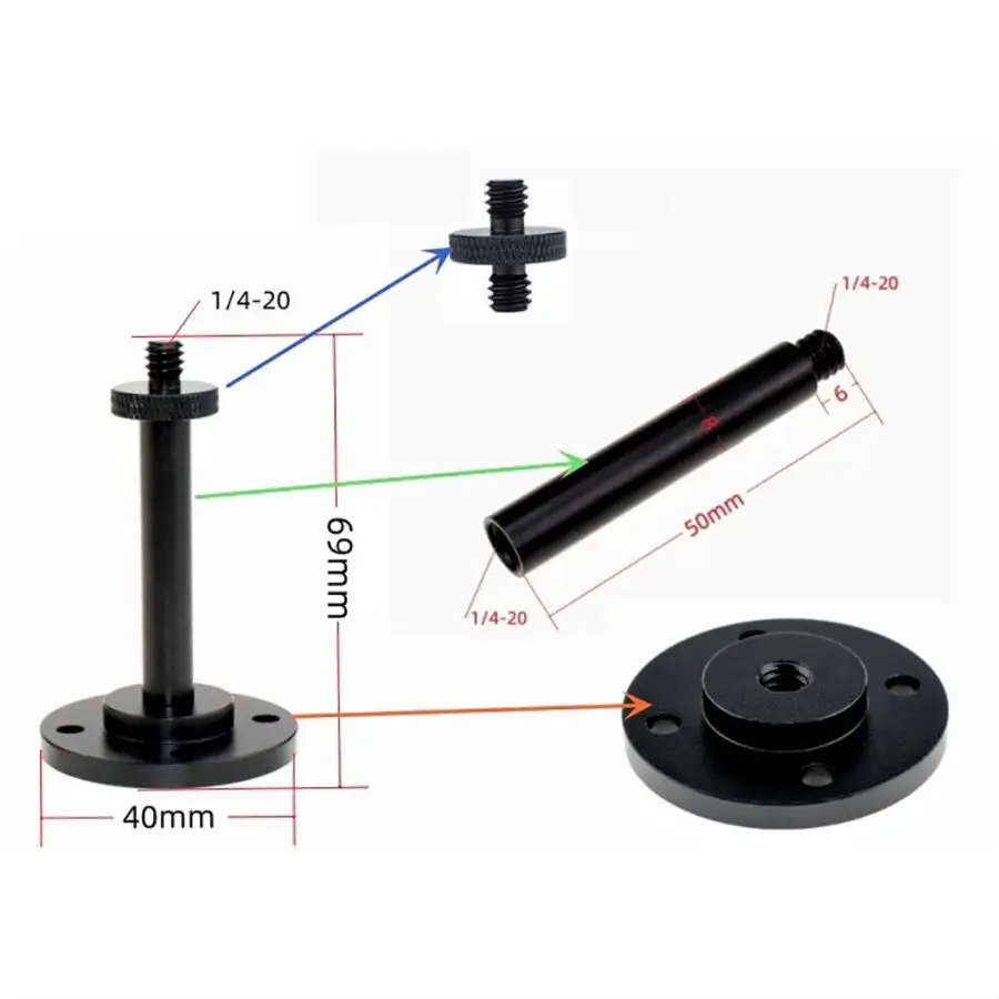 Desktop Light Stand Bracket Aluminum 1/4" Screw for Outdoor Camping Lantern Lamp Travel Picnic Hiking DIY Detachable Holder Pole
