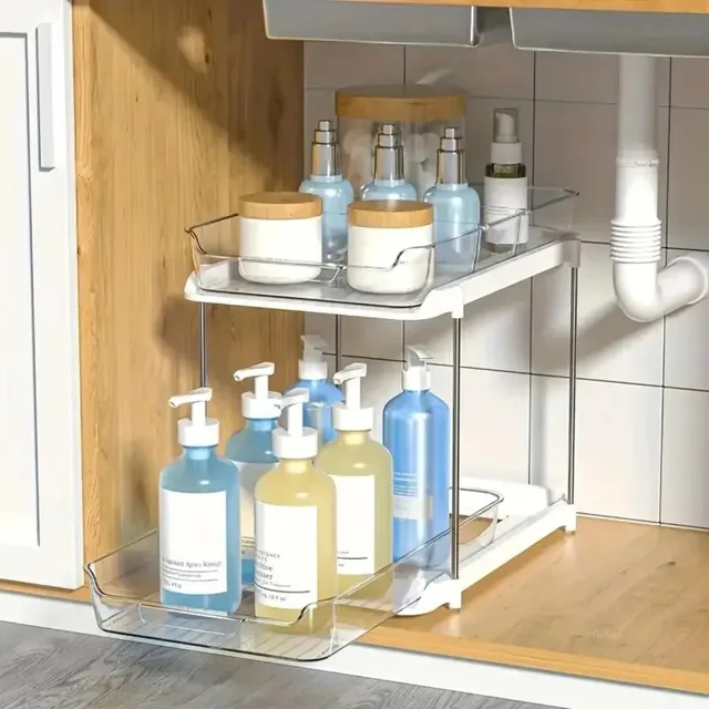 2-Tier Multi-Purpose Bathroom Cabinet Organizer, Pull Out Under Sink Storage Shelf Pantry Organization Kitchen Storage Shelf 2