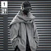 Autumn Winter Hip Hop Punk Scarf Collar Techwear Jacket Woolen Coat Men Vintage Casual Woolen Outerwear 3