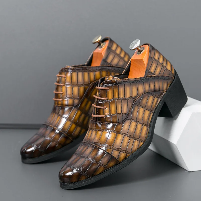 LuxuryBrownMensHighHeelShoePointedLeatherDressShoesforMen — free download
