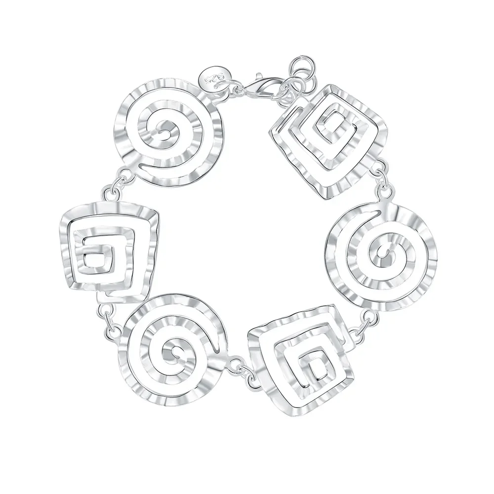 

Zhubobo New 925 Sterling Silver Bracelet Pattern Square Bracelet For Woman Charm Jewelry Wedding Gift