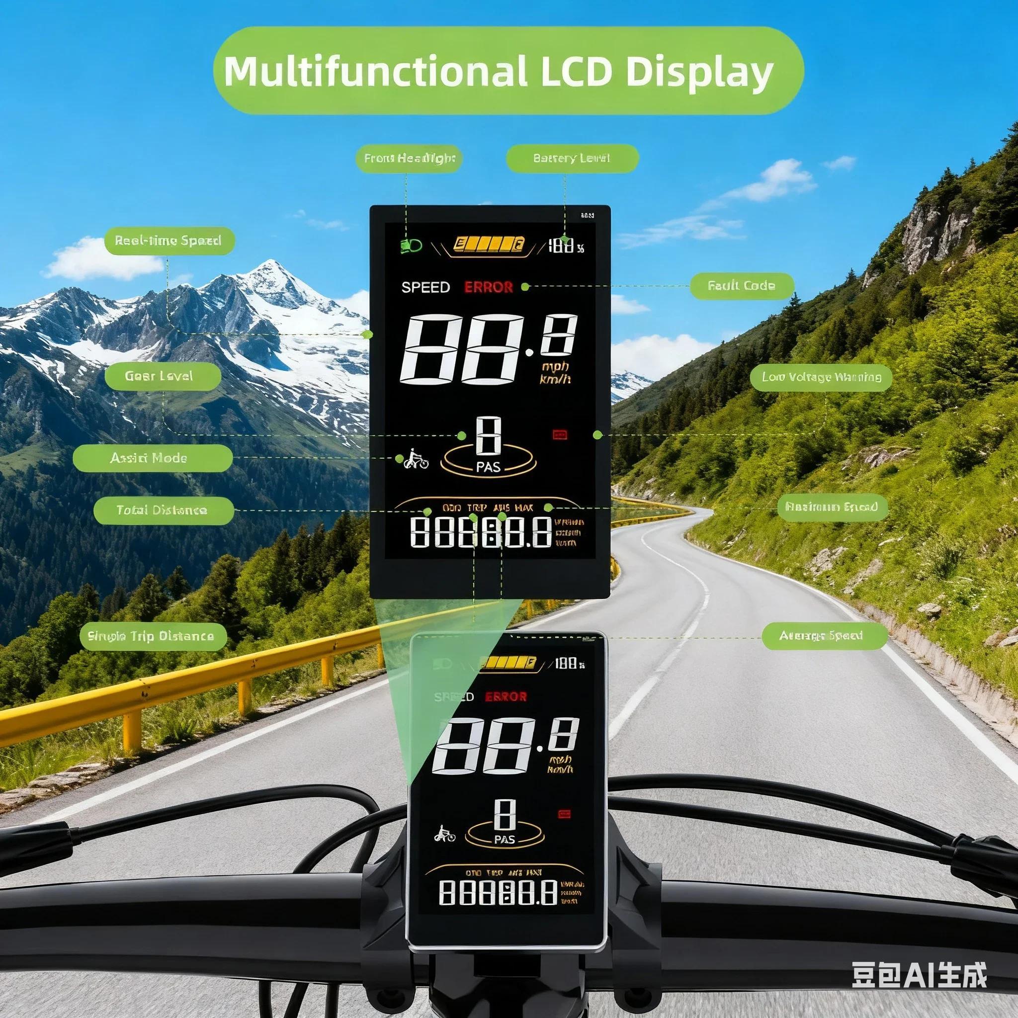 TongSheng 모터 전기 자전거 디스플레이 M58 LCD 디스플레이 36V48V..