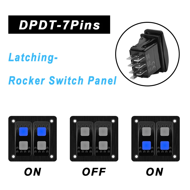 2-Gang-DPDT-Switch-Panel-ON-OFF-ON-Latching-Dual-Lens-Rocker-Switch ...