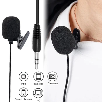 Mini microfono clip-on cablato da 3,5 mm per laptop, telefono, tablet, PC, registrazione, altoparlante, microfono lavalier portatile con riduzione del rumore