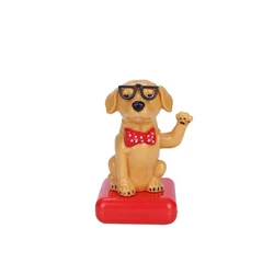 Solar - Powered Cartoon Dog Dashboard Decor - Creative Car Interior Gift Accessory (YELLOW)