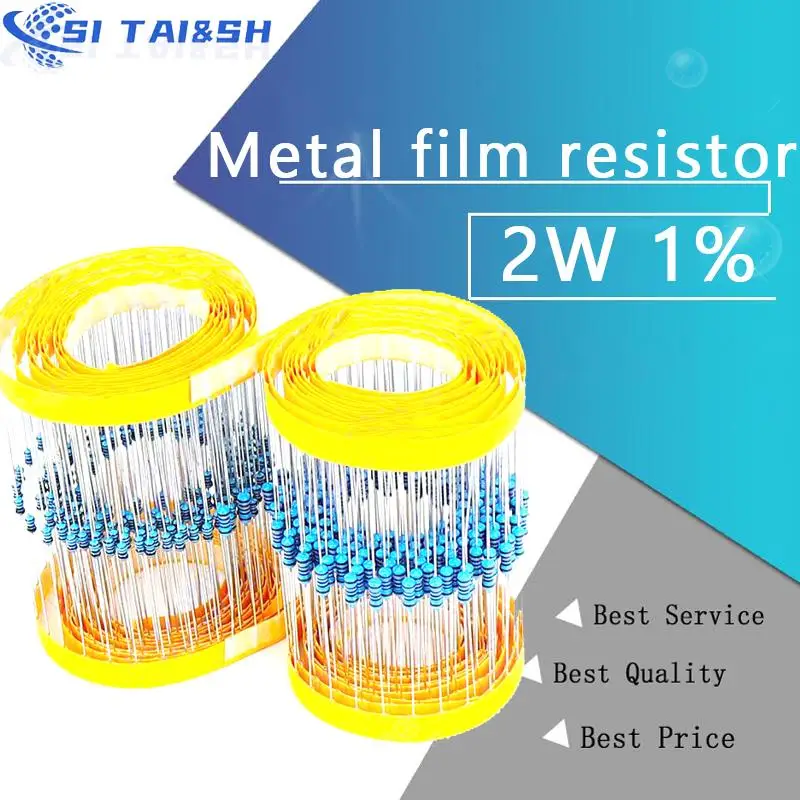 20pcs 2W Metal film resistor 1% 1R ~ 1M 2.2R 4.7R 10R 22R 47R 100R 220R 470R 1K 10K 100K 2.2 4.7 10 22 47 100 220 470 ohm