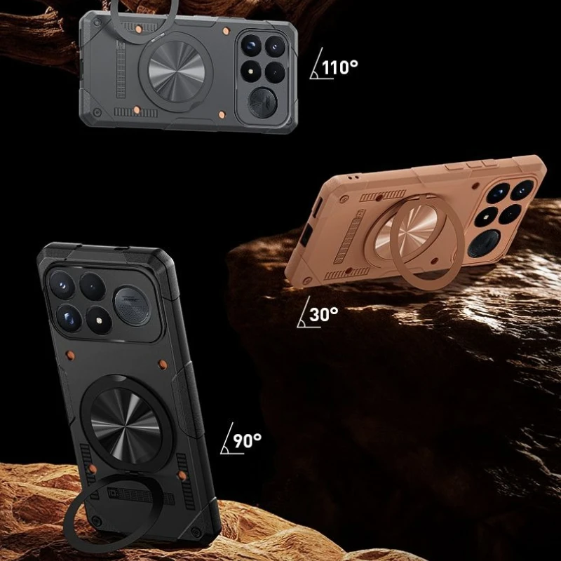 Magnetic Holder Shockproof Armor Phone Case with Built-In Metal Heat Sink