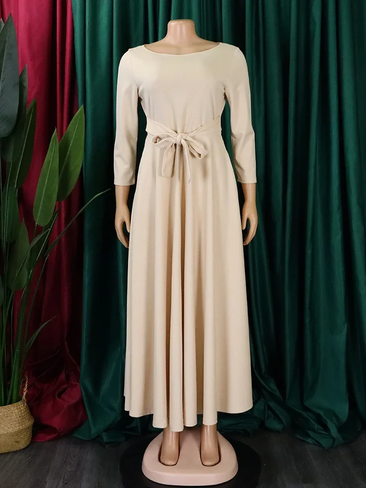 Wmstar Dresses for Women S-3XL Long Sleeve Fashion Elegant Bandage Maxi Dress Fall Clothes Office Lady Wholesale Dropshipping