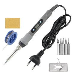 Electric Soldering Iron with LCD Display & Adjustable Temperature Control - 110V US Plug (80W Gray)