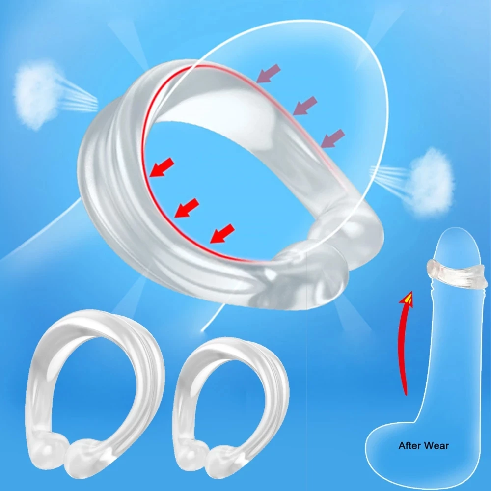 Reusable Foreskin Corrector for Men Sex Toys Cock Ring Delay Ejaculation Glans Training Penis Rings Stretcher 2PCS