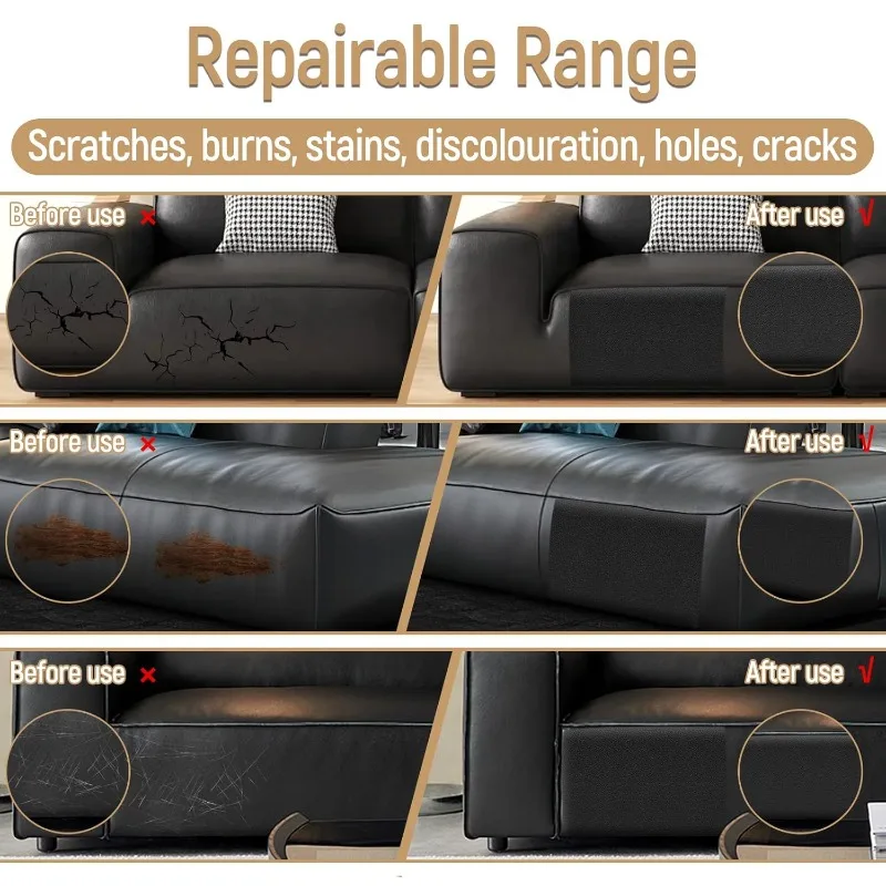 Multi Size Self-Adhesive Leather Repair Patch Artificial Synthetic Leather Waterproof Sticker Sofa Seats Couch Scratch Repaired