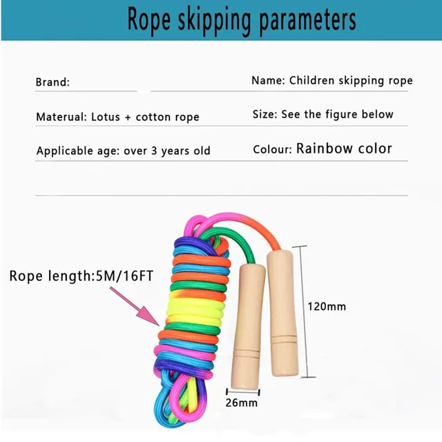5M Rainbow Long Rope Group Skipping Children Students Speed -Fit Jump With Anti-Slip Handle School Elementary Outdoor Sports 2