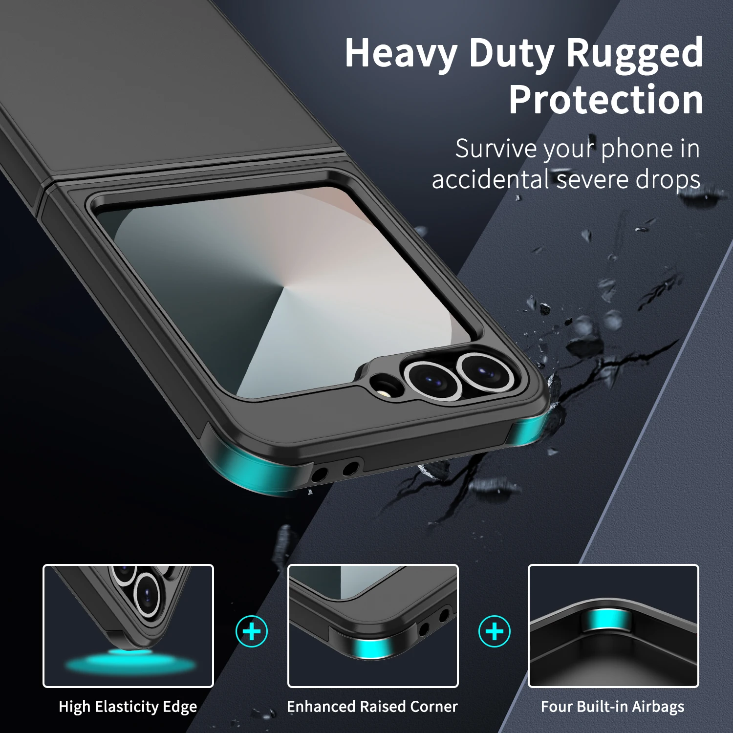 Shockproof Hybrid Dual Layer Case with Slide Camera Lens Protection