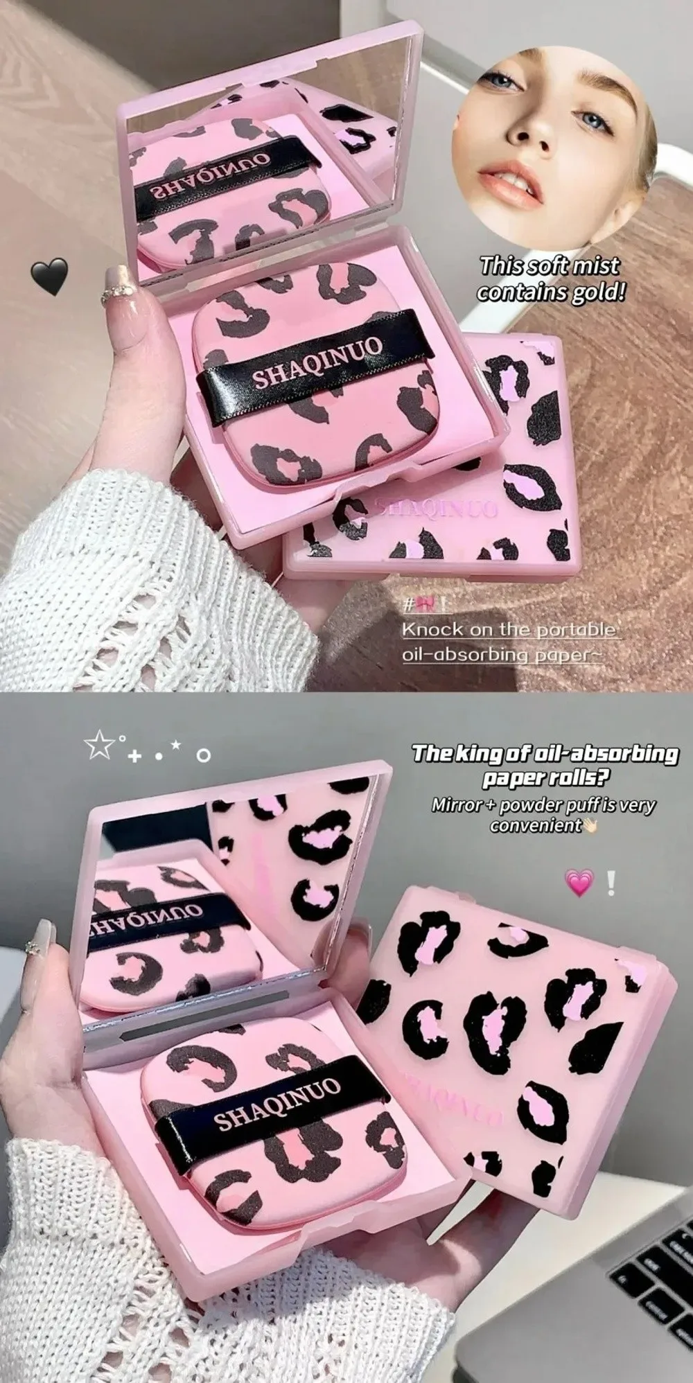 Facial Oil Blotting Paper Sheets With Mirror And Storage Box_voghion.com
