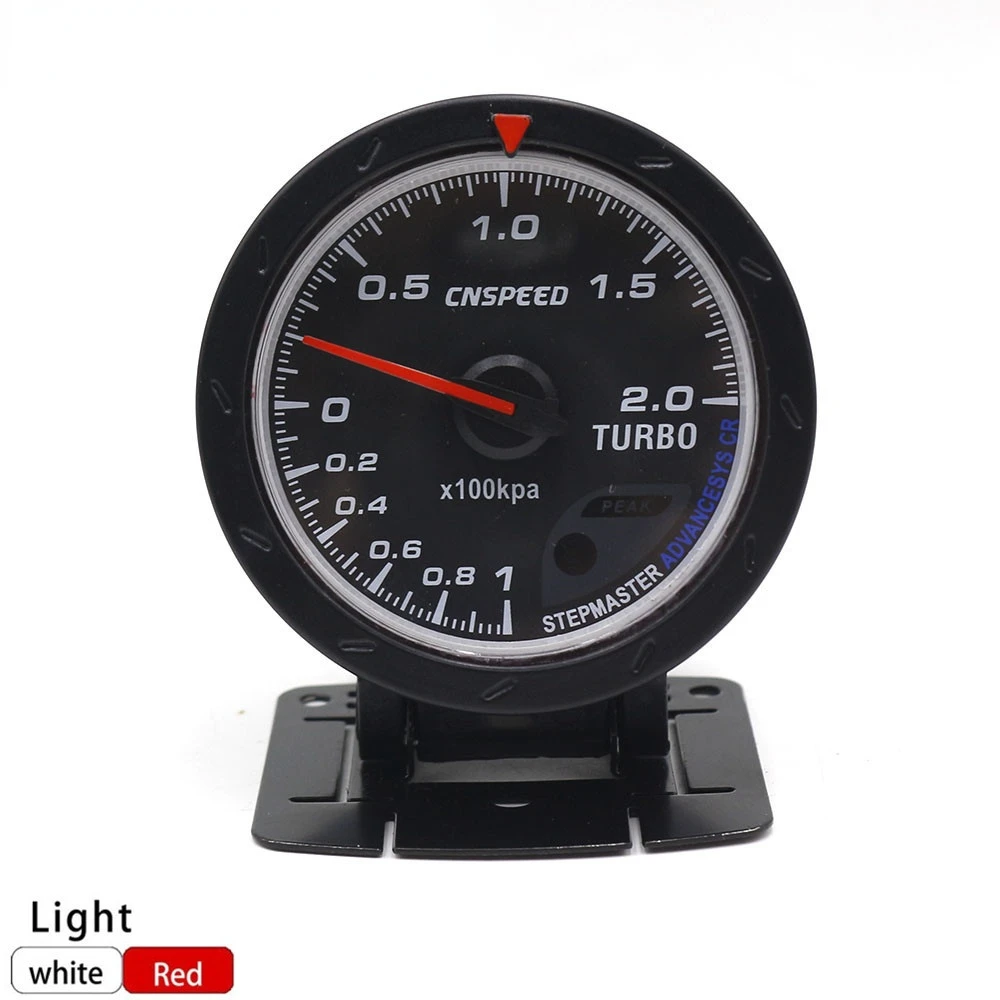 60MM Car Turbo Boost Gauge 2Bar Red & White Lighting BAR Type Black Face Pressure Gauge Car Meter 2BAR KAP