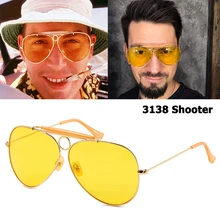  JackJad New Fashion 3138 SHOOTER Style Vintage Aviation Sunglasses Metal Circle Brand Design Sun Glasses Oculos De Sol With Hood 