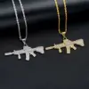Iced Out AK47 Gun Pendant Rhinestone Stainless Steel Mens Necklace Hiphop Jewelry 2