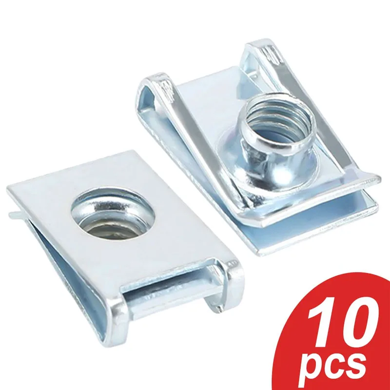 10개입 U형 클립 M4 M5 M6 M8 나사 8mm 5mm 6mm 4mm 리드 너트 자동차 오토바이 스쿠터 ATV 모페드용