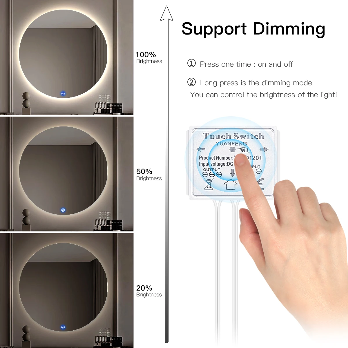 Dimmable LED Bathroom Mirror Light Strip