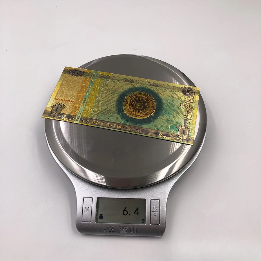 Colorful Gold Plated banknot ONE Hundred BITCOIN plastic Money Bit Coin BTC Fake Money Souvenir Home Decoration