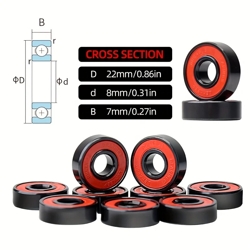 52mm 51D 경도 PU 휠 더블 킥 스케이트보드용 | 608 베어링 포함 | 고반발 트릭 스케이트보드 휠 액세서리