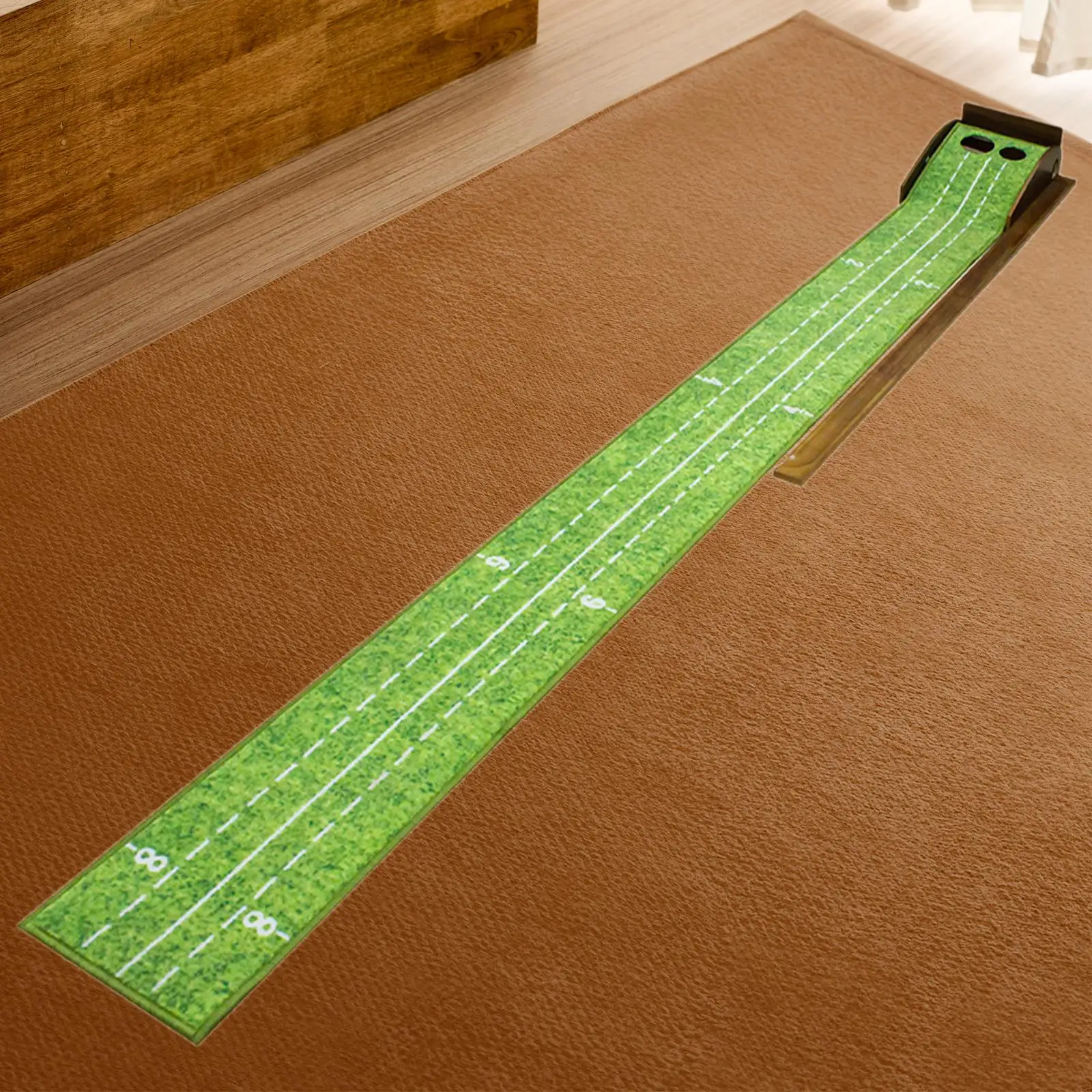 

Golf Putting Green Mat with Ball Return 2 Holes Players Golf Training Aid