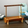 Natural Walnut Jewelry Holder Bracelet Earrings Necklace Watch Jewelry Organizer Holder Stand with Bamboo Base Rack Hanger 5