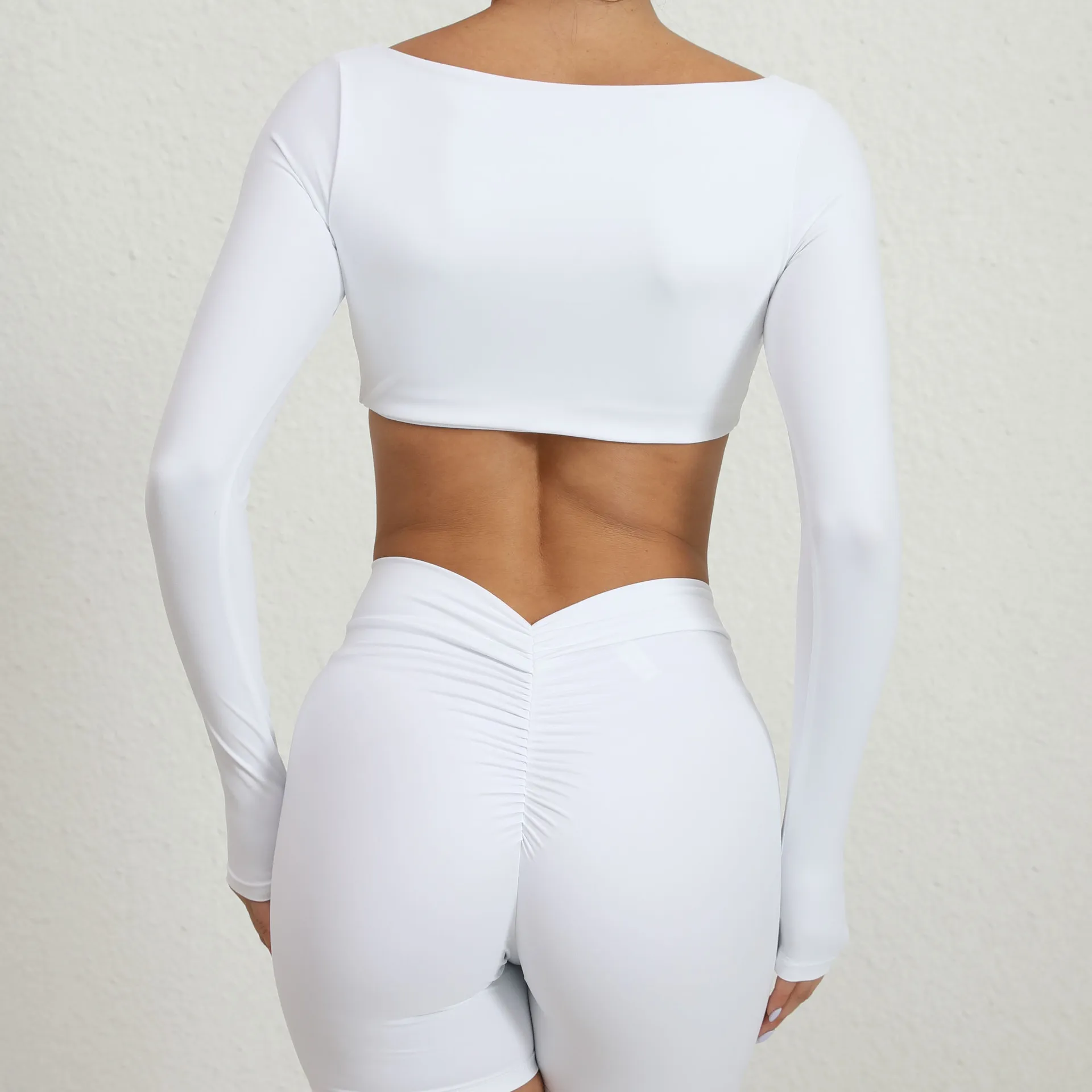 Sports t shirt yoga top yoga shirt sports shirt sports tank Yoga Sport Crop Top Long Sleeve Gym Shirt Tank Top Women Fitness Sexy Mujer T-shirts Workout Running Sportswear Blue White Body