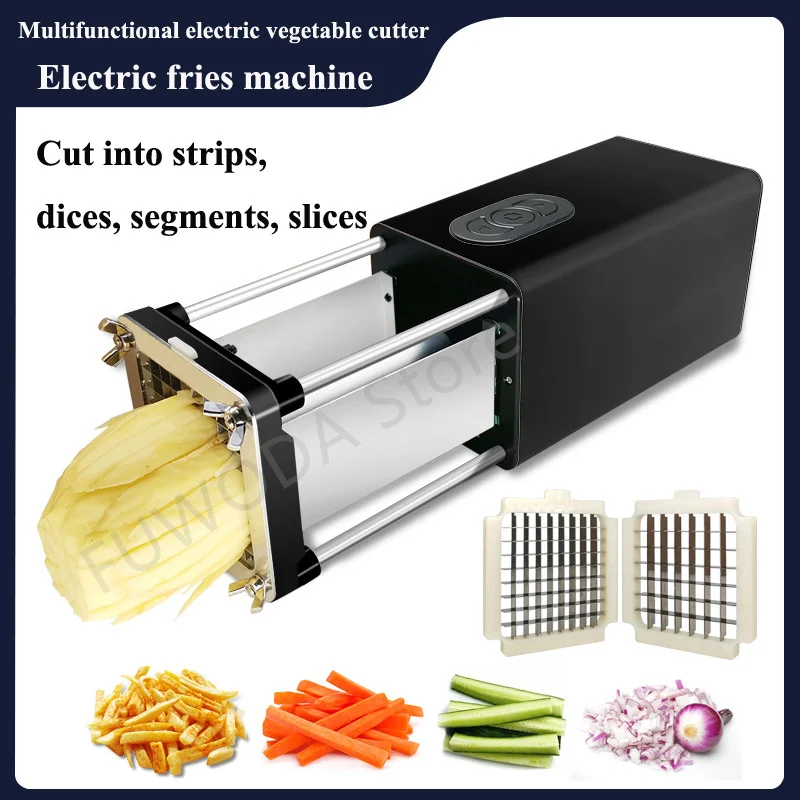 Electric Vegetable Cutter Commercial Electric French Fries Cutter Stainless Steel Potato Chips Onion Cucumber Cutting Machine Electric Vegetable Cutter