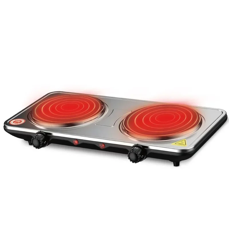 Double Head Electric Ceramic Stove Induction Cooker Double Oven Household High Power Stainless Steel Cookware 220V