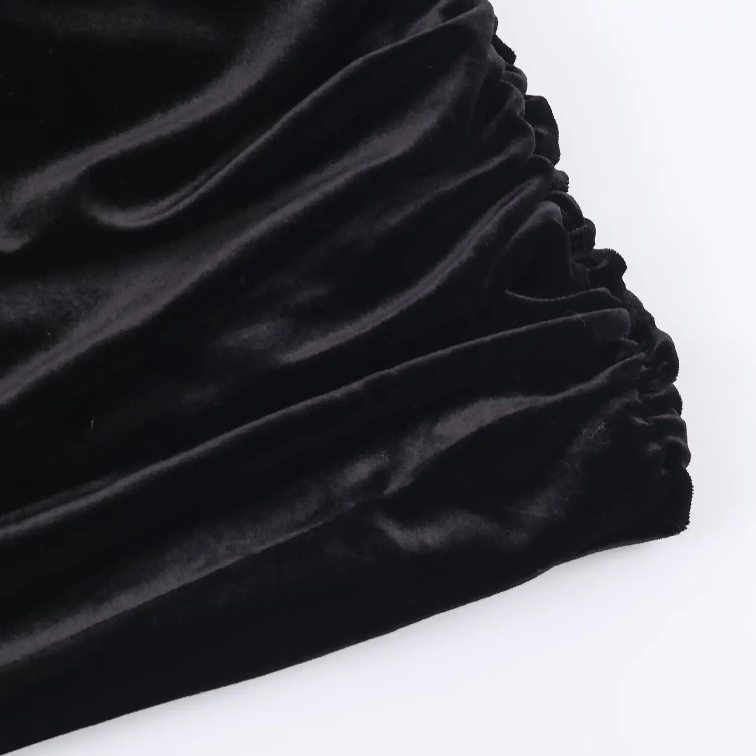 Women's Elegant Slim Shoulder Pads Mini Black Dress Female Summer New Sleeveless Velvet Ruffle Party Dress Fashion Lady Ol Dress