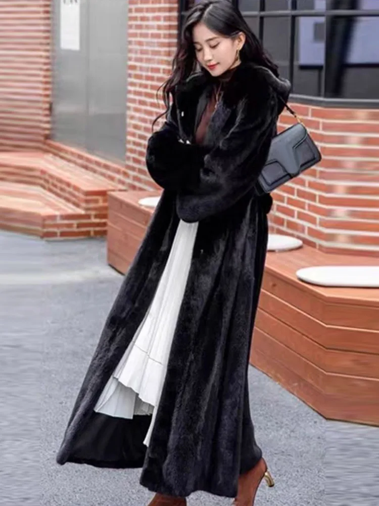 Thicken Faux Fur Long Coats Women Hoodies Thicken Oversize Long Sleeve Lady Elegant Jacket 2024 Winter Warmer Female Streetwears 4