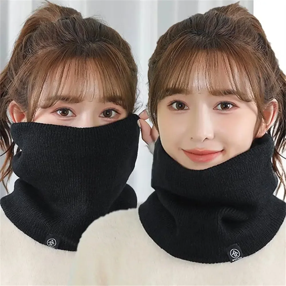 Fashion Women Knitted Scarf Solid Cashmer Like Winter Snood Scarves Lady Warm Wool Fur Thick Unisex Men Neck Scarfs Ring 2