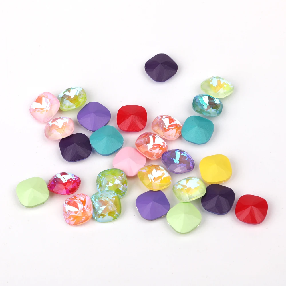 6-12mm 모카 형광 쿠션 라인 석 Piontback Strass 크리스탈 쥬얼리 만들기 손톱 매력에 DIY 접착제 만들기