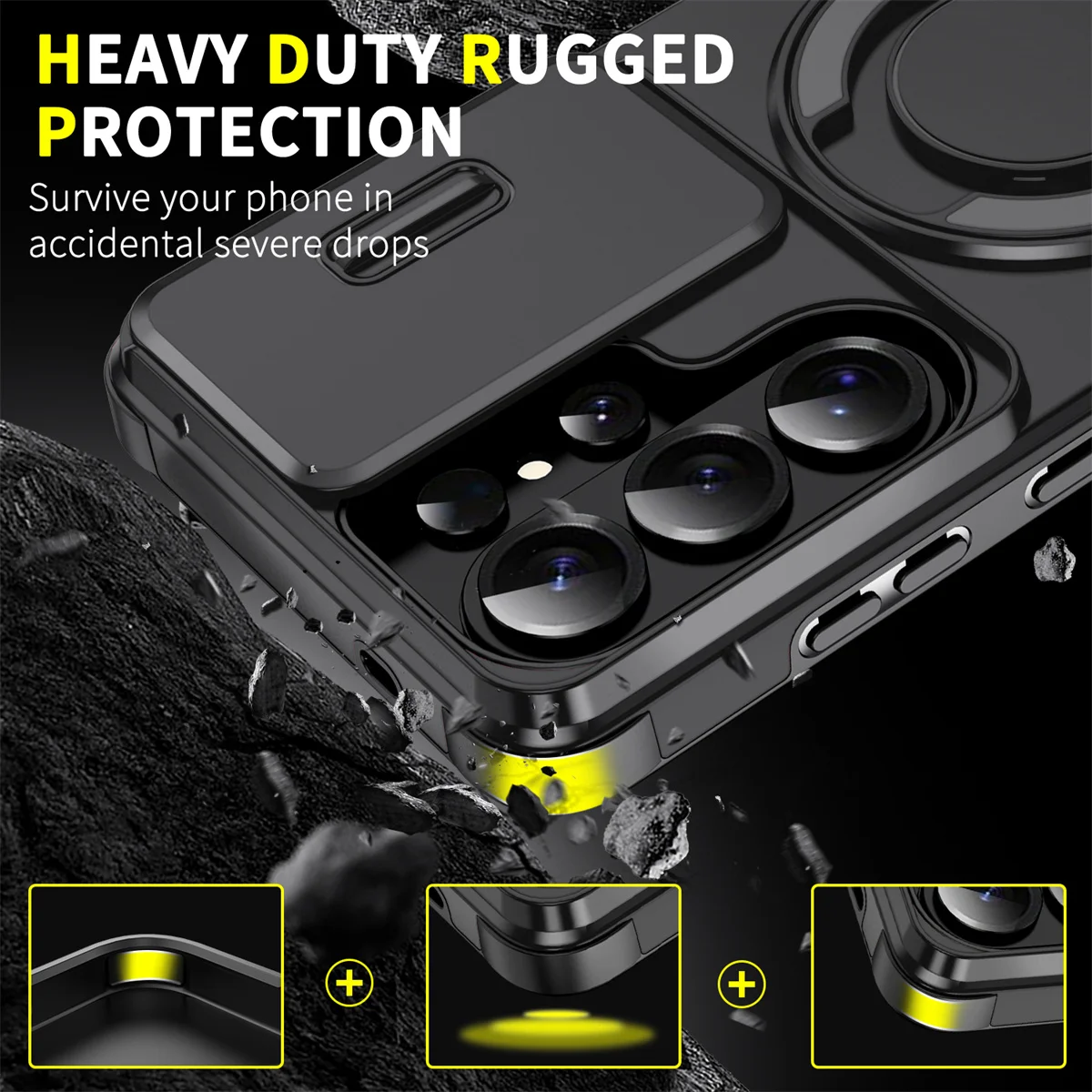 Phone Case for Samsung Galaxy S26 S23 S22 S21 Ultra S26 Edge S26 S25 S24 Plus S25 FE 360 Degree Rotating Magnetic Bracket Cover