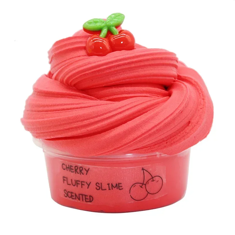 Slime Stress Relief Slime Toy Non-sticky for Children Soft for Child 60ml Butter with Charm Super Fruit Cherry Children slime kit fluffy slime