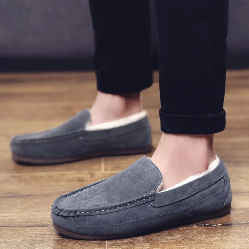 Winter Men Shoes Plush Warm Men Loafers Fashion Comfortable Casual Shoes Business Men Moccasins Soft Sole Non-slip Sneaker Falts 3