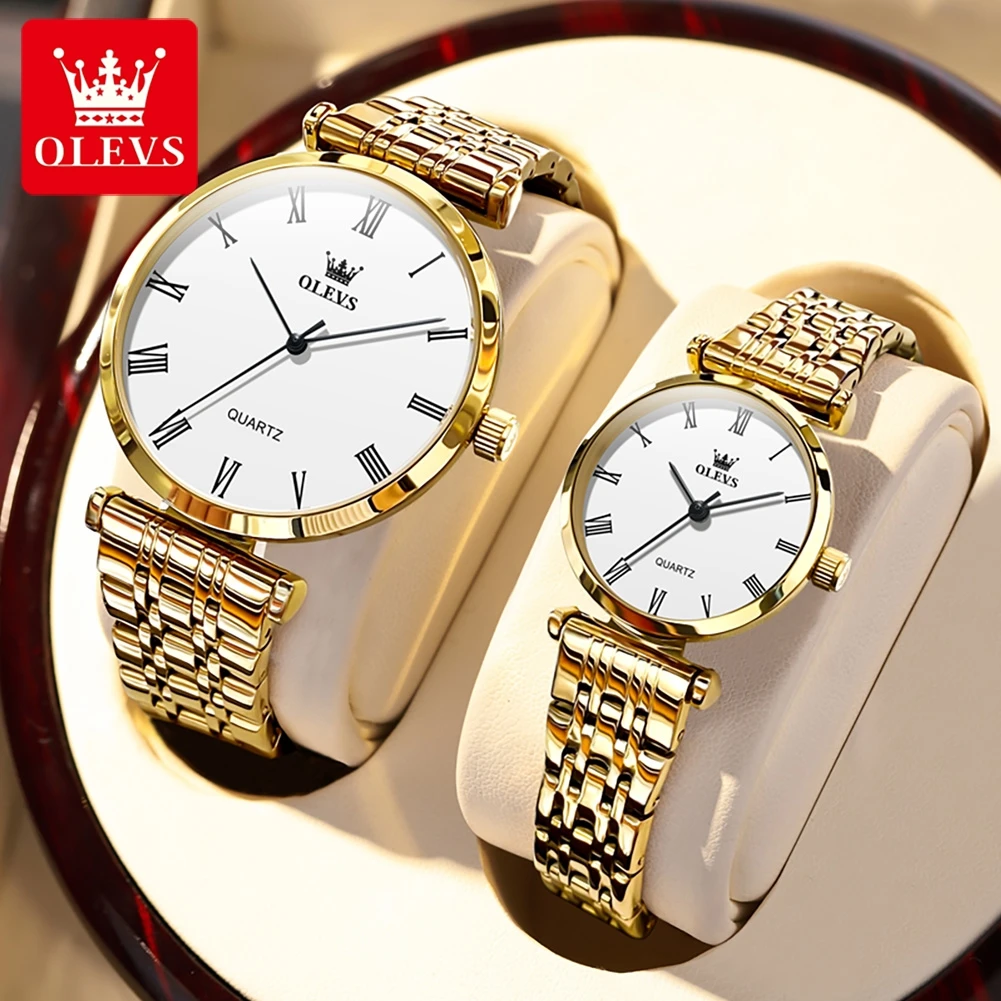 

OLEVS Original Brand Couple Watch Men and Women Simplicity Waterproof Quartz Watch Luxury Roman Scale Romantic Wristwatch Lovers