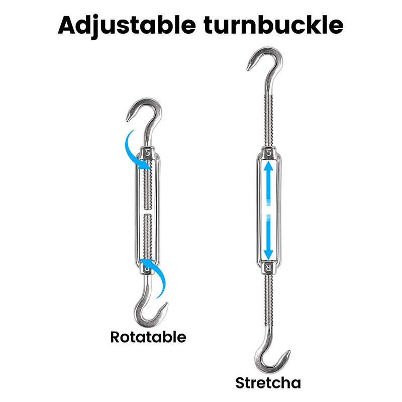 Sun Shade Sail Rectangle Hardware Attachments Wire Kit 30M/3mm Stainless Steel Coated Wire Rope for Install Awning Accessory