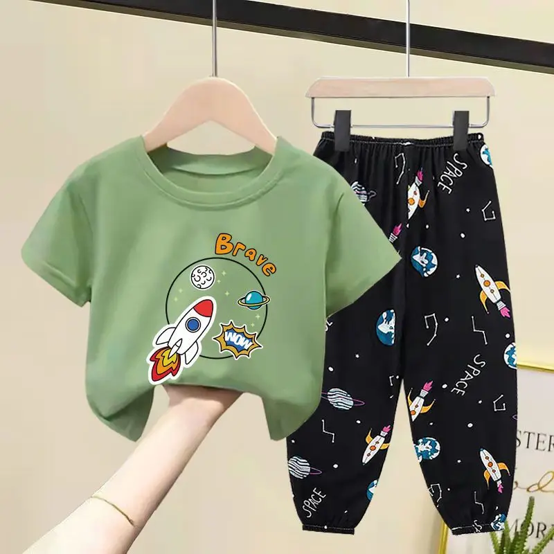 

2023 Short Sleeve T Summer Dress New Foreign Style Boy and Girl Clothes Short Sleeve T-Shirt Baby Two-Piece Set