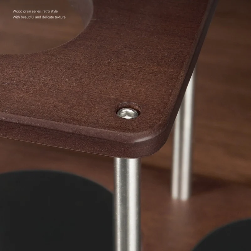 Portable Solid Wood Coffee Stand with Stainless Steel and Silicone