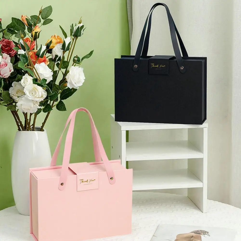 Flap Folding Gift Box with Hidden Magnetic Closure and Durable Handle – Rectangular han... - SKU FGB19472 - UGI Packaging