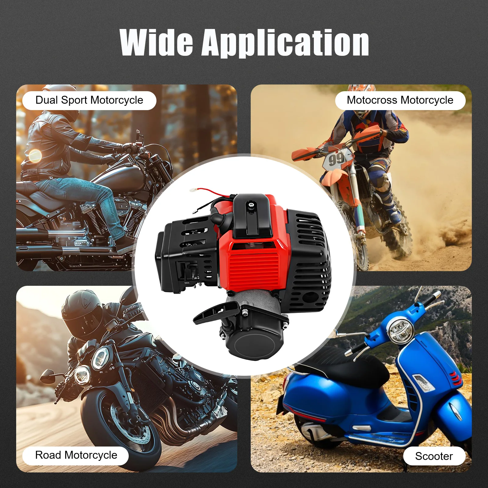 49cc Gasoline Engine Motor Direct Replacement Dual Sport Motorcycle Engine Air-cooledfor Road Motocross Motorcycle Scooter