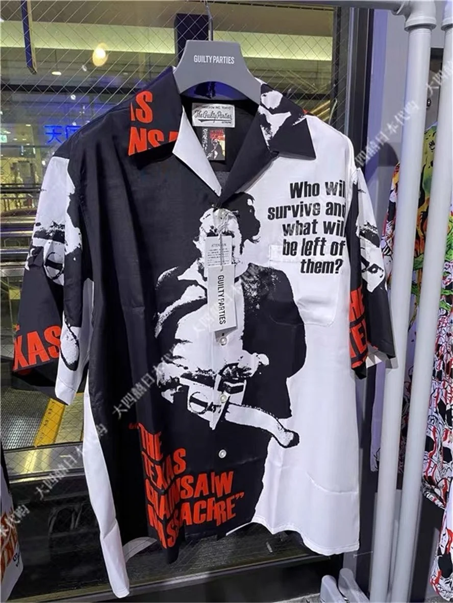 

New WACKO MARIA Shirt Men Women 1:1 kanye Casual Printing Shirt Top Tees clothing