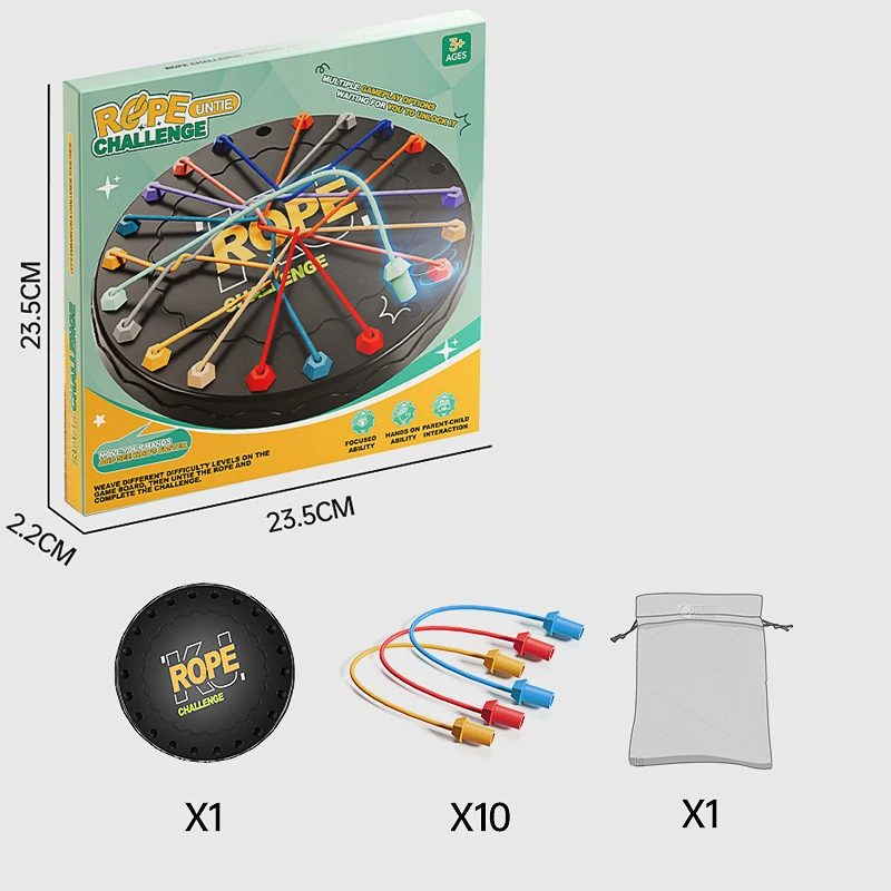 Kid Rope Knots Puzzle Social Board Game Color Line Twisted Connected Ropes Sorting Logic Thinking Challenge Strategy Table Game board game board game toy rope puzzle toy