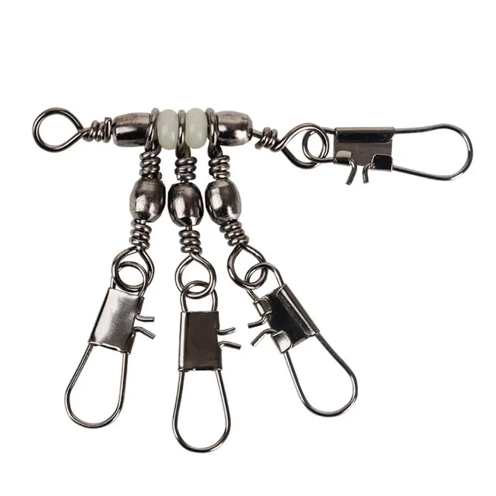3-Way Fishing Snap Connector with Pin Solid Ring Stainless Steel Rolling Swivel Durable Bearing Barrel Heavy Duty Ball fishing line connectors fishing swivels fishing tools fishing accessories fishing tool fishing tackle