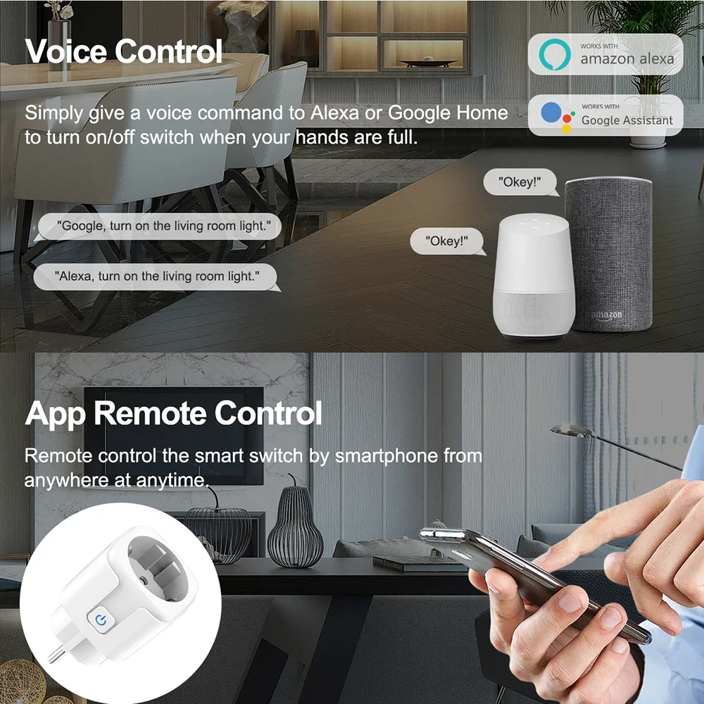 Tuya ZigBee 스마트 플러그 20A EU 스마트 홈 콘센트 소켓(전력 모니터링 타이밍 기능 포함)은 Alexa Google Home Alice를 지원합니다.