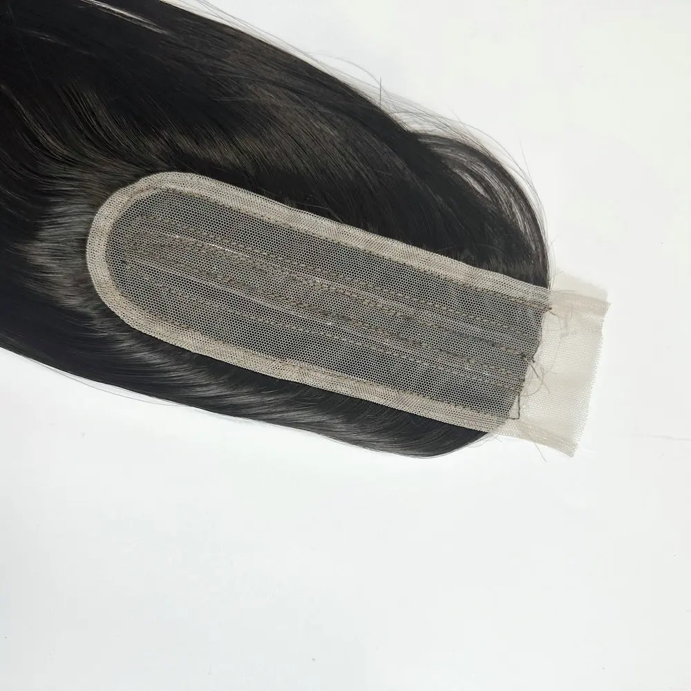 Full Pack Silk Straight Blend Hair With Silk Base Closure Protein Hair mixed Heat Resistant Fiber Synthetic Remy Straight 3PCS