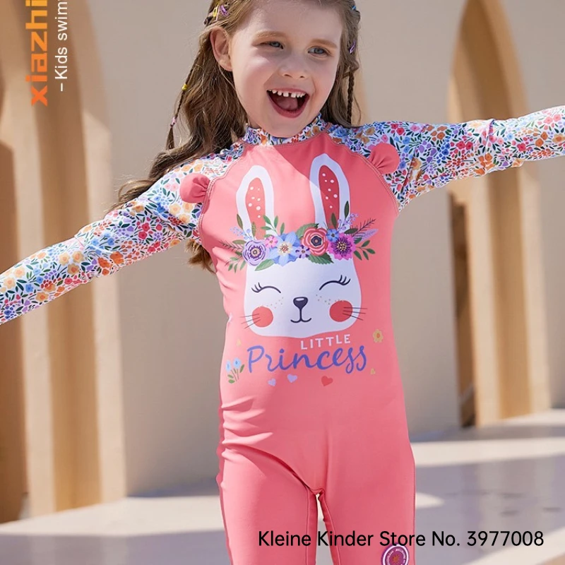 Baby Girl One-Piece Swimsuit UPF50 UV Protection Cartoon Children's Bathing Suit Toddler Surf Swimming